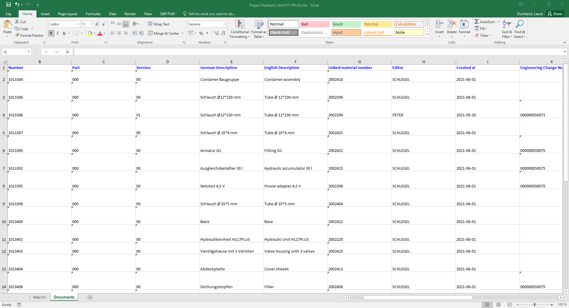 MS Excel export